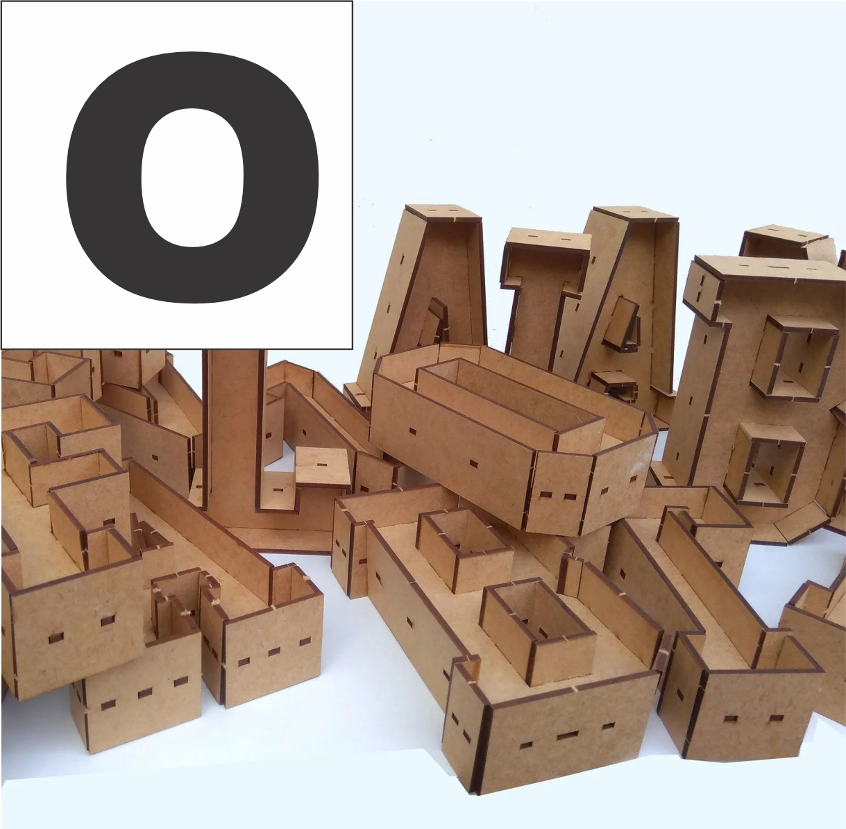 imagem do arquivo vetor para download Alfabeto em forma de caixa Letra O 30cm