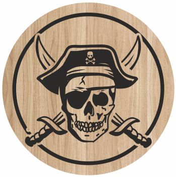 imagem do arquivo vetor para download Arte de Caveira Pirata Gravada em Tábua de Corte