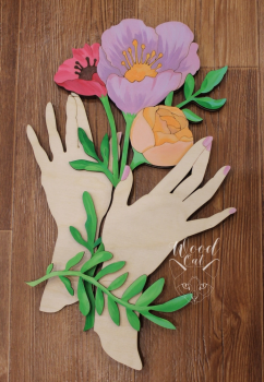 imagem do arquivo vetor para download Arte de parede mãos segurando flores