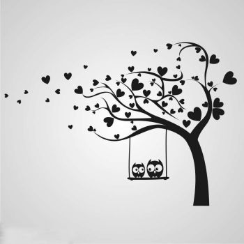 imagem do arquivo vetor para download Árvore de Valentine com Corujas