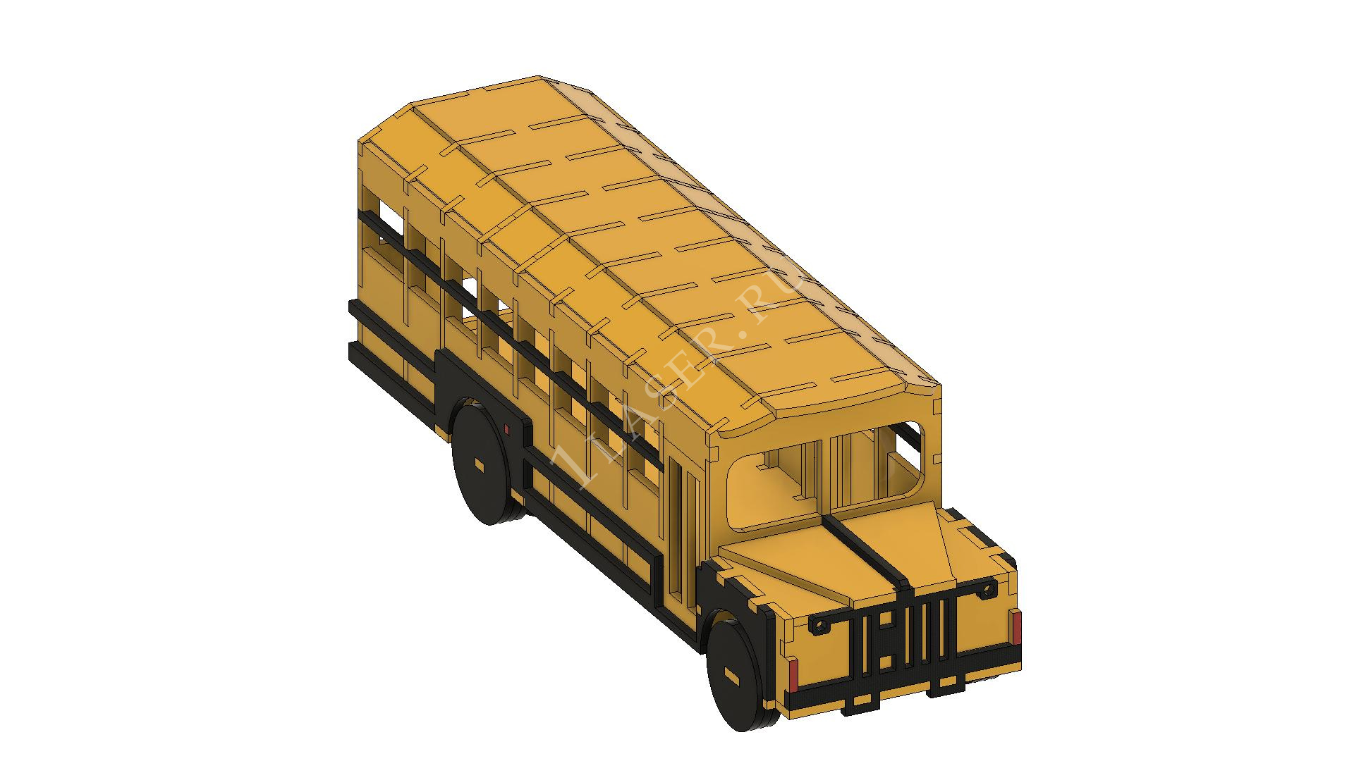 imagem do arquivo vetor para download Busão escolar de madeira em miniatura