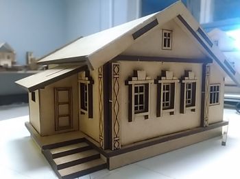 imagem do arquivo vetor para download Casa de Aldeia em Madeira Cortada a Laser