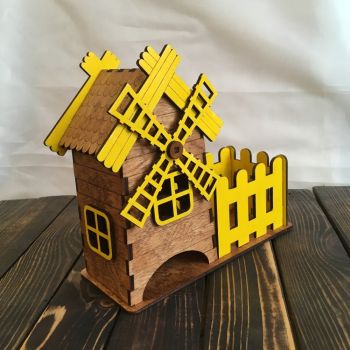 imagem do arquivo vetor para download Casa de Chá Moinho de Vento com Caixa de Doces