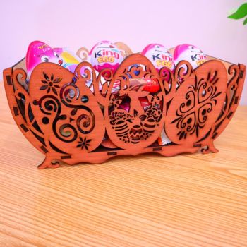 imagem do arquivo vetor para download Cesta de Ovos de Páscoa Decorativa em Compensado