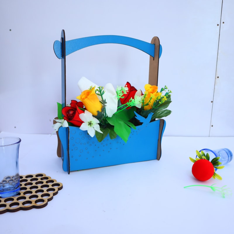 imagem do arquivo vetor para download Cesta de flores com alça