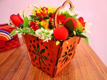 imagem do arquivo vetor para download Cesta de flores com alça