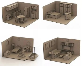 imagem do arquivo vetor para download Conjunto de Móveis para Casa de Bonecas