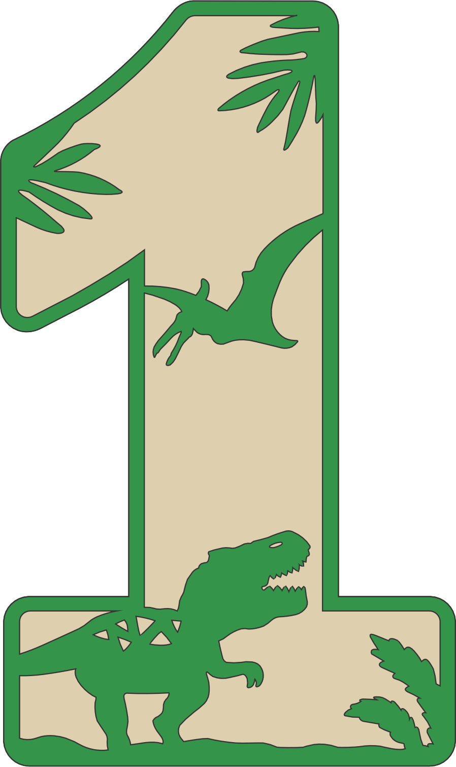 imagem do arquivo vetor para download Decoração Numeral dos dinossauros Numero 1