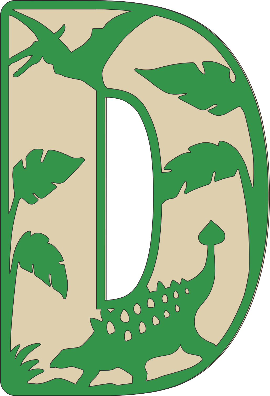 imagem do arquivo vetor para download Decoração alfabética dos dinossauros Letra D