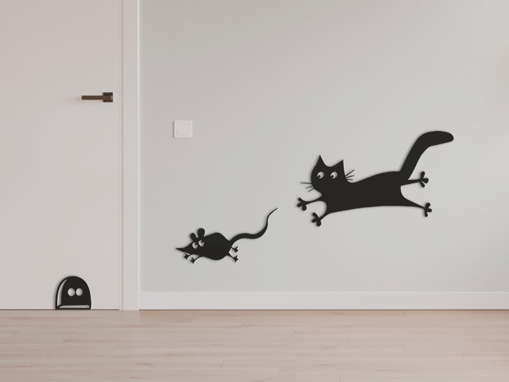 imagem do arquivo vetor para download Decoração de Parede de Gato e Rato