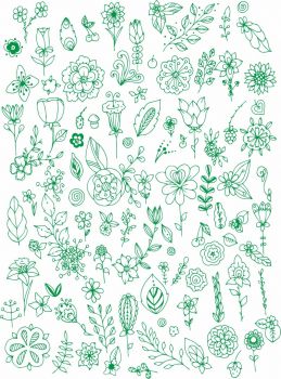 imagem do arquivo vetor para download Flores e folhas para decoração