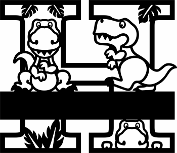 imagem do arquivo vetor para download Letra H decorativa de Dinossauro