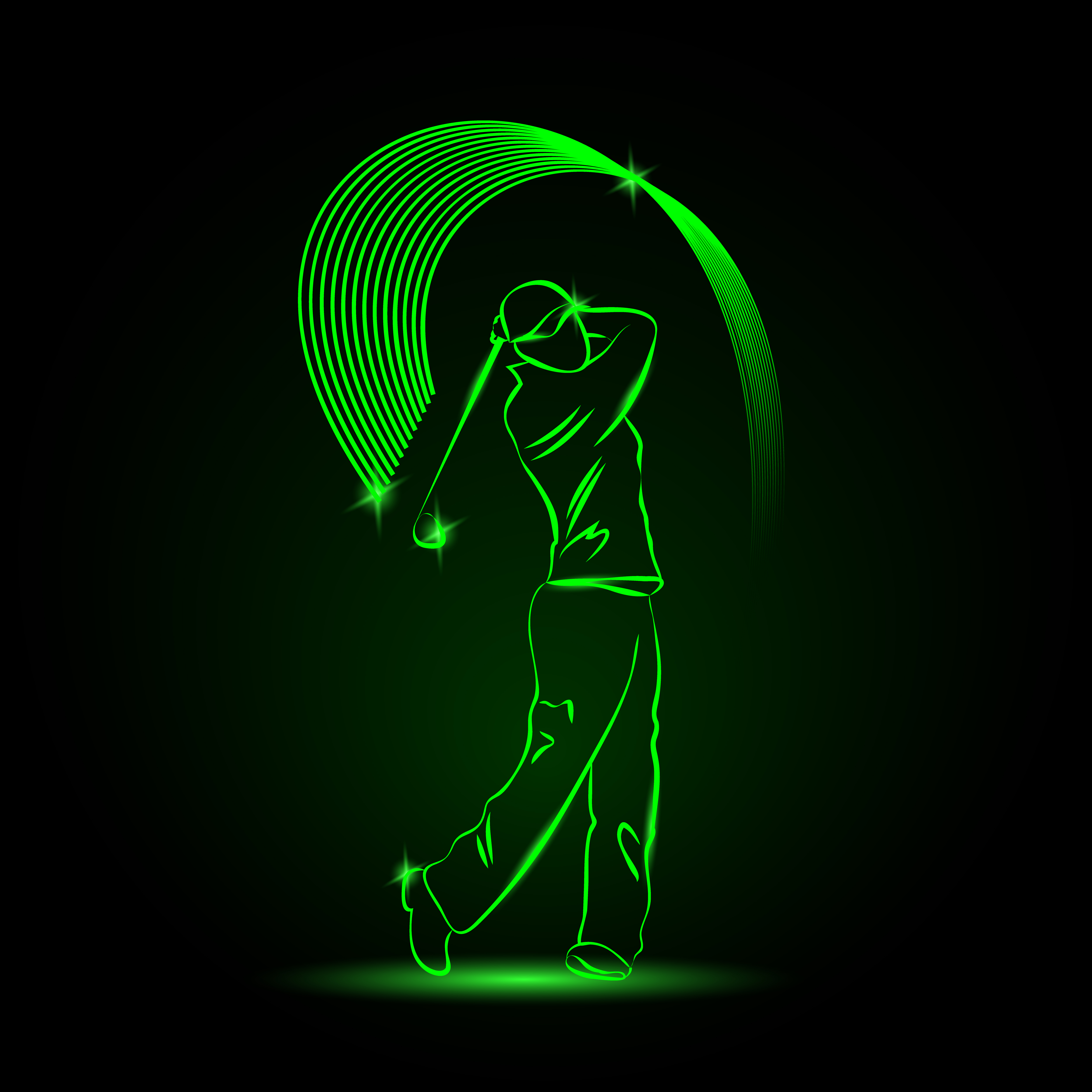 imagem do arquivo vetor para download Logótipos Neon Jogador de Golf