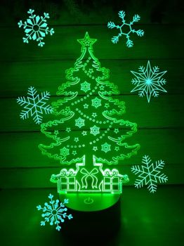 imagem do arquivo vetor para download Luminária Noturna 3D de Árvore de Natal