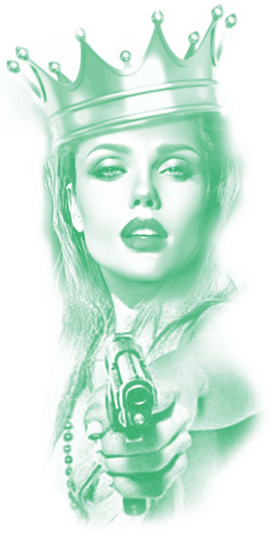 imagem do arquivo vetor para download Menina em uma coroa com uma arma