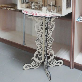 imagem do arquivo vetor para download Mesa Redonda Decorativa em Madeira