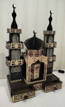 imagem do arquivo vetor para download Mesquita de Madeira em 3D Cortada a Laser