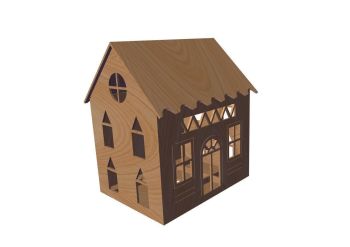 imagem do arquivo vetor para download Modelo 3D de Casa Cortado a Laser