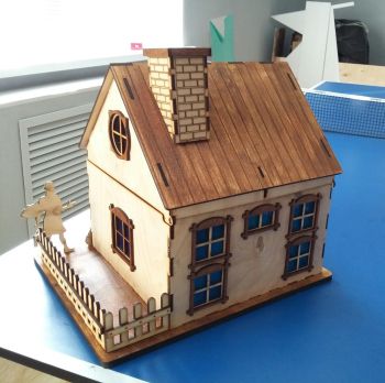 imagem do arquivo vetor para download Modelo 3D de Casa em Madeira Cortada a Laser