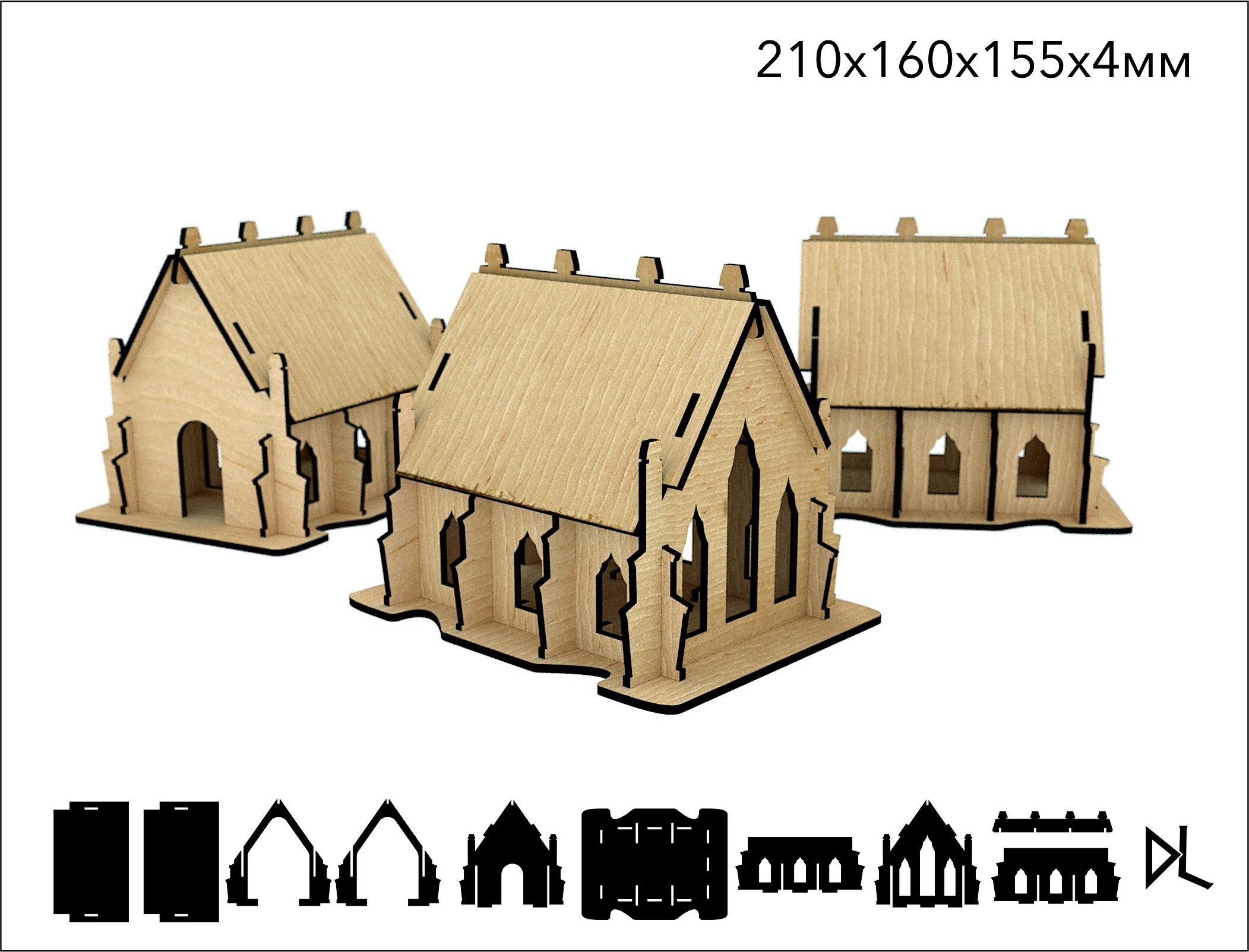 imagem do arquivo vetor para download Modelo 3D de Catedral em Madeira 4mm