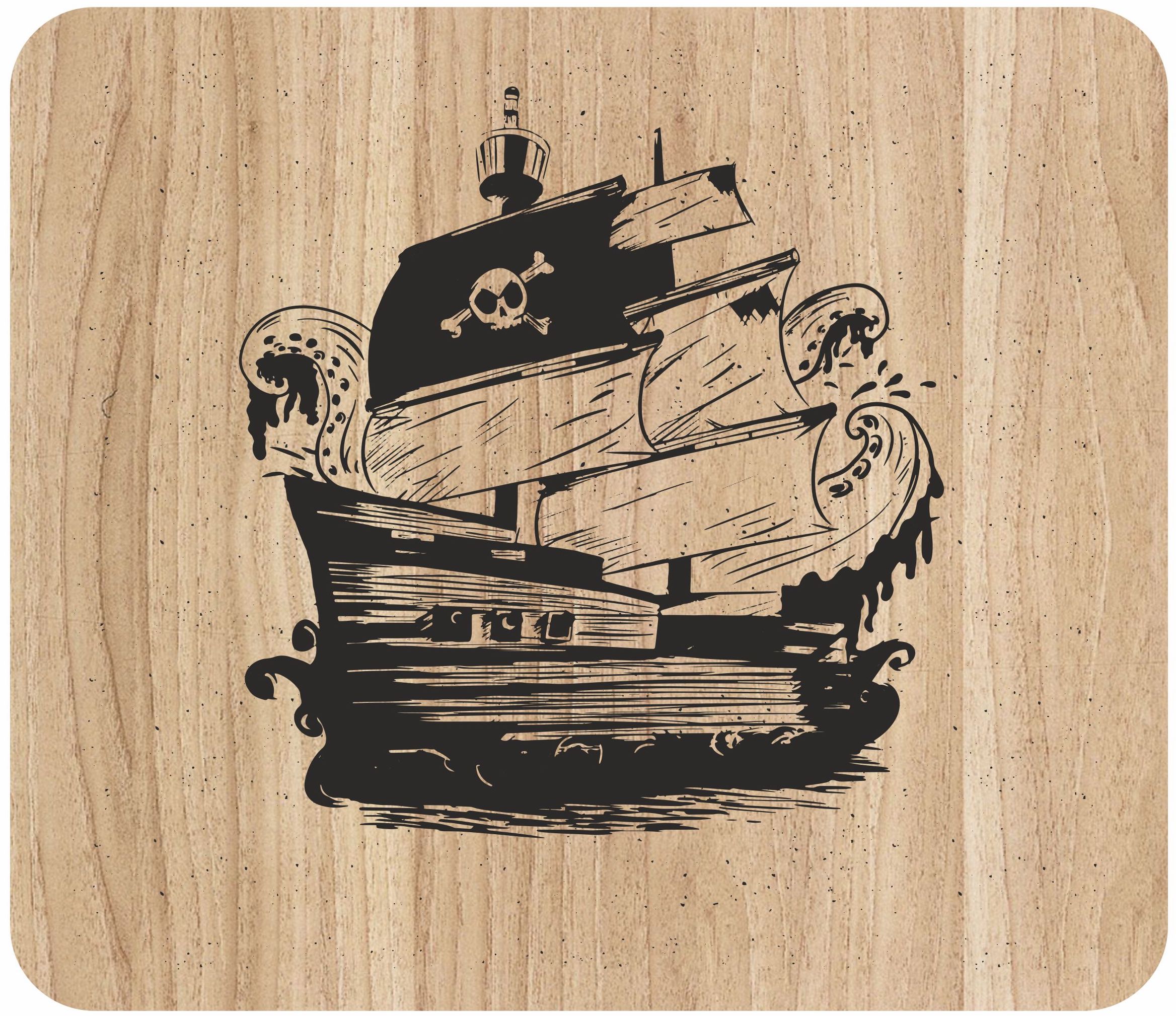 imagem do arquivo vetor para download Navio Pirata Gravada em Tábua de Corte