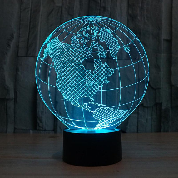imagem do arquivo vetor para download Planeta Terra 3d ilusão acrílico lâmpada