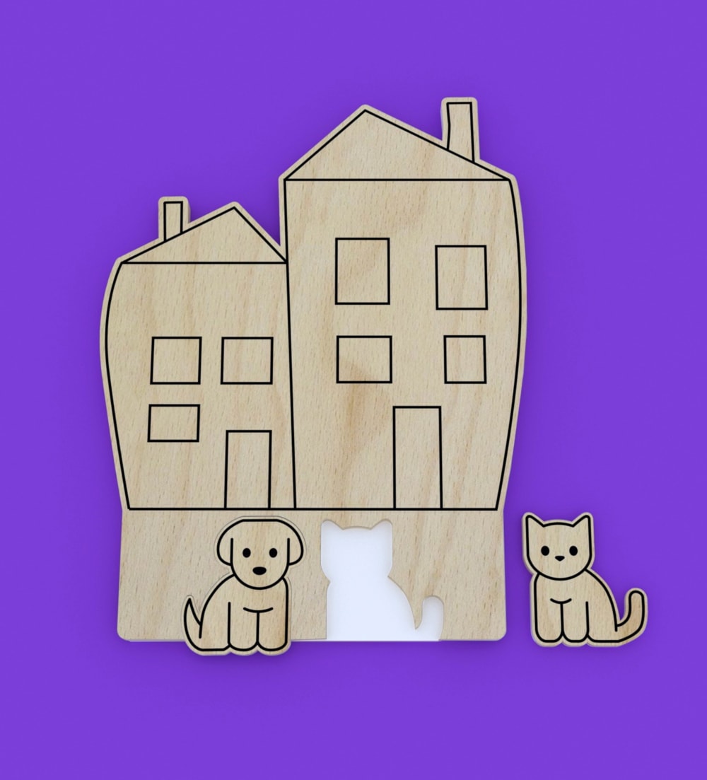 imagem do arquivo vetor para download Porta chaves de Cachorro e Gato em Madeira