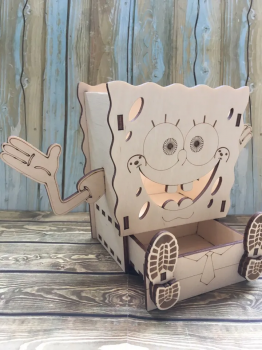 imagem do arquivo vetor para download Porta lápis com gaveta infantil do bob Esponja