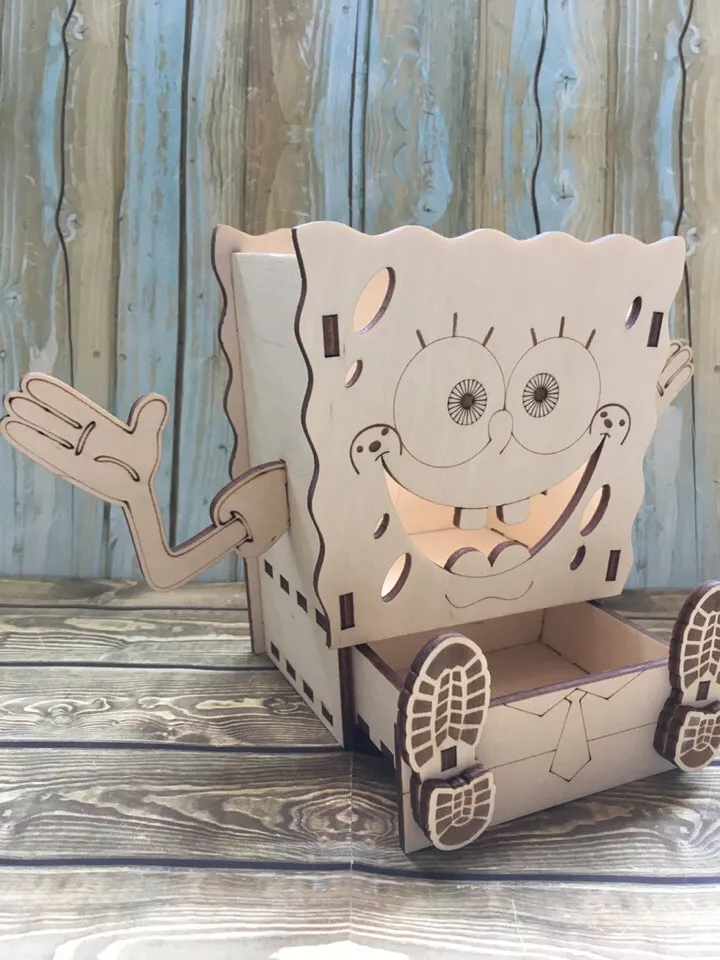 imagem do arquivo vetor para download Porta lápis com gaveta infantil do bob Esponja