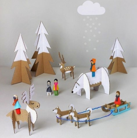 imagem do arquivo vetor para download Povo do Norte de madeira miniatura infantil