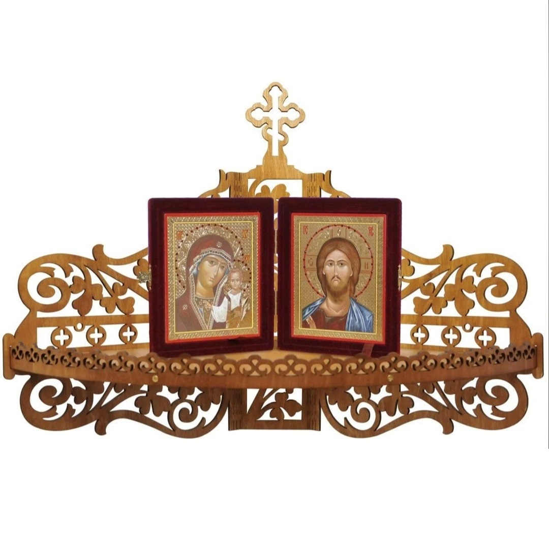 imagem do arquivo vetor para download Prateleira de Madeira para Ícones do Lar Cristão