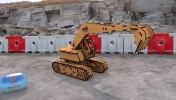 imagem do arquivo vetor para download Quebra Cabeça 3D de Escavadeira de Madeira