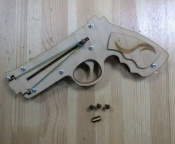 imagem do arquivo vetor para download Quebra Cabeça 3D de Revólver DIY em Madeira