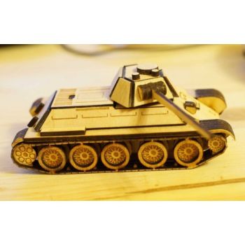 imagem do arquivo vetor para download Quebra Cabeças 3D do Tanque T 34 de Madeira