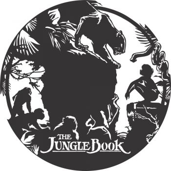 imagem do arquivo vetor para download Relógio de Parede Jungle Book Cortado a Laser