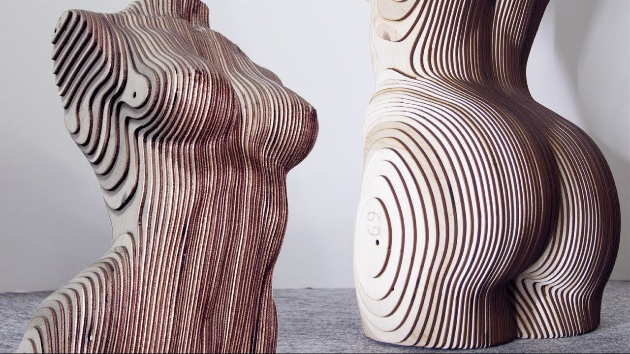 imagem do arquivo vetor para download Torso feminino de madeira em camadas