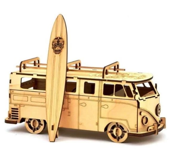 imagem do arquivo vetor para download Vetor de Ônibus Volkswagen e Prancha de Surf
