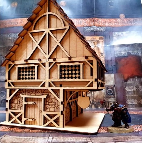 imagem do arquivo vetor para download Casa Medieval Cortada a Laser