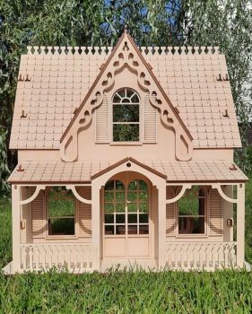 imagem do arquivo vetor para download Casa de Bonecas de Dois Andares em Madeira