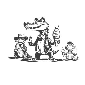 imagem do arquivo vetor para download Crocodilo Gravado em Preto e Branco