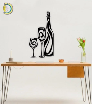 imagem do arquivo vetor para download Decoração de Parede com Garrafas e Copos de Vinho