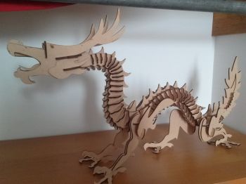 imagem do arquivo vetor para download Quebra Cabeça 3D de Dragão em Madeira de 3mm