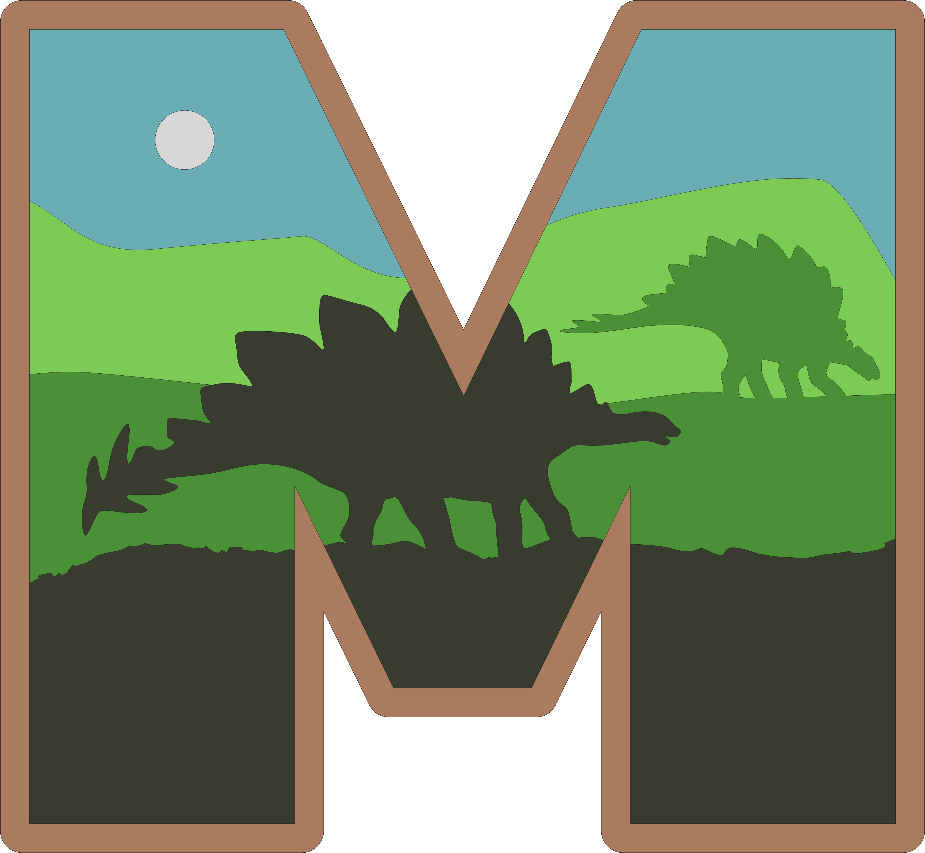imagem do arquivo vetor para download Alfabeto em letras de dinossauros Letra: M