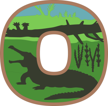 imagem do arquivo vetor para download Alfabeto em letras de dinossauros Letra: O