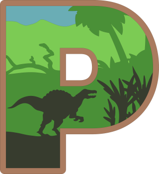 imagem do arquivo vetor para download Alfabeto em letras de dinossauros Letra: P
