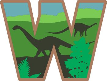 imagem do arquivo vetor para download Alfabeto em letras de dinossauros Letra: W