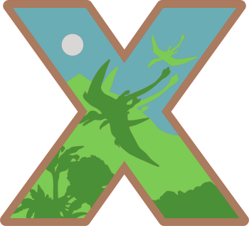 imagem do arquivo vetor para download Alfabeto em letras de dinossauros Letra: X