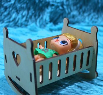 imagem do arquivo vetor para download Berço de Boneca em Madeira, Cama de Balanço