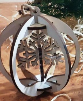 imagem do arquivo vetor para download Bola de Natal em 3D com Flocos de Neve