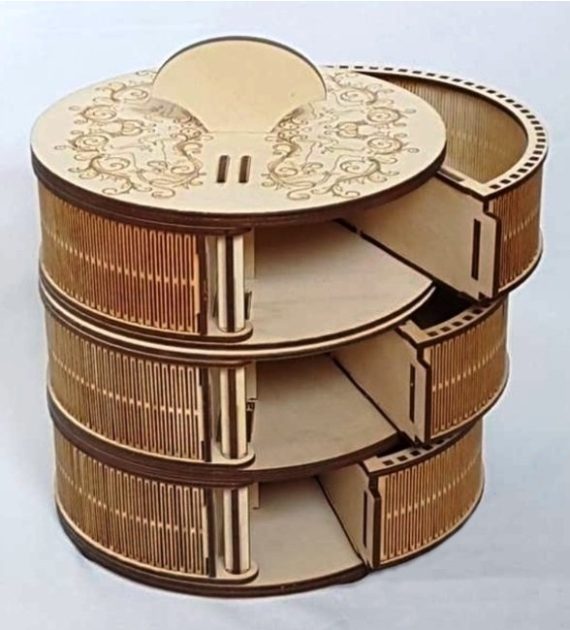 imagem do arquivo vetor para download Caixa Multicompartimentada para Corte a Laser